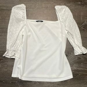 Shein eyelet white top